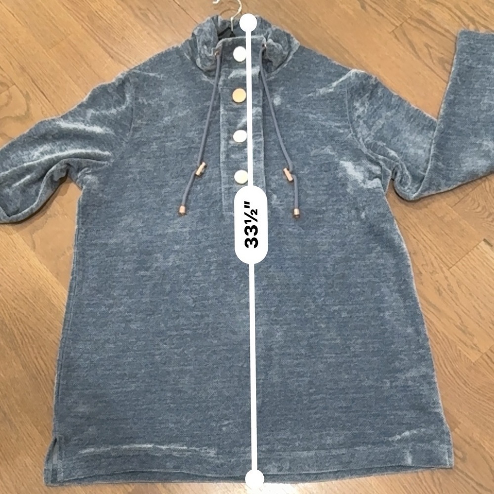Soft Surroundings St. Germain Pullover Sweater 3/4 Button Blue gray bohemian - Picture 8 of 10